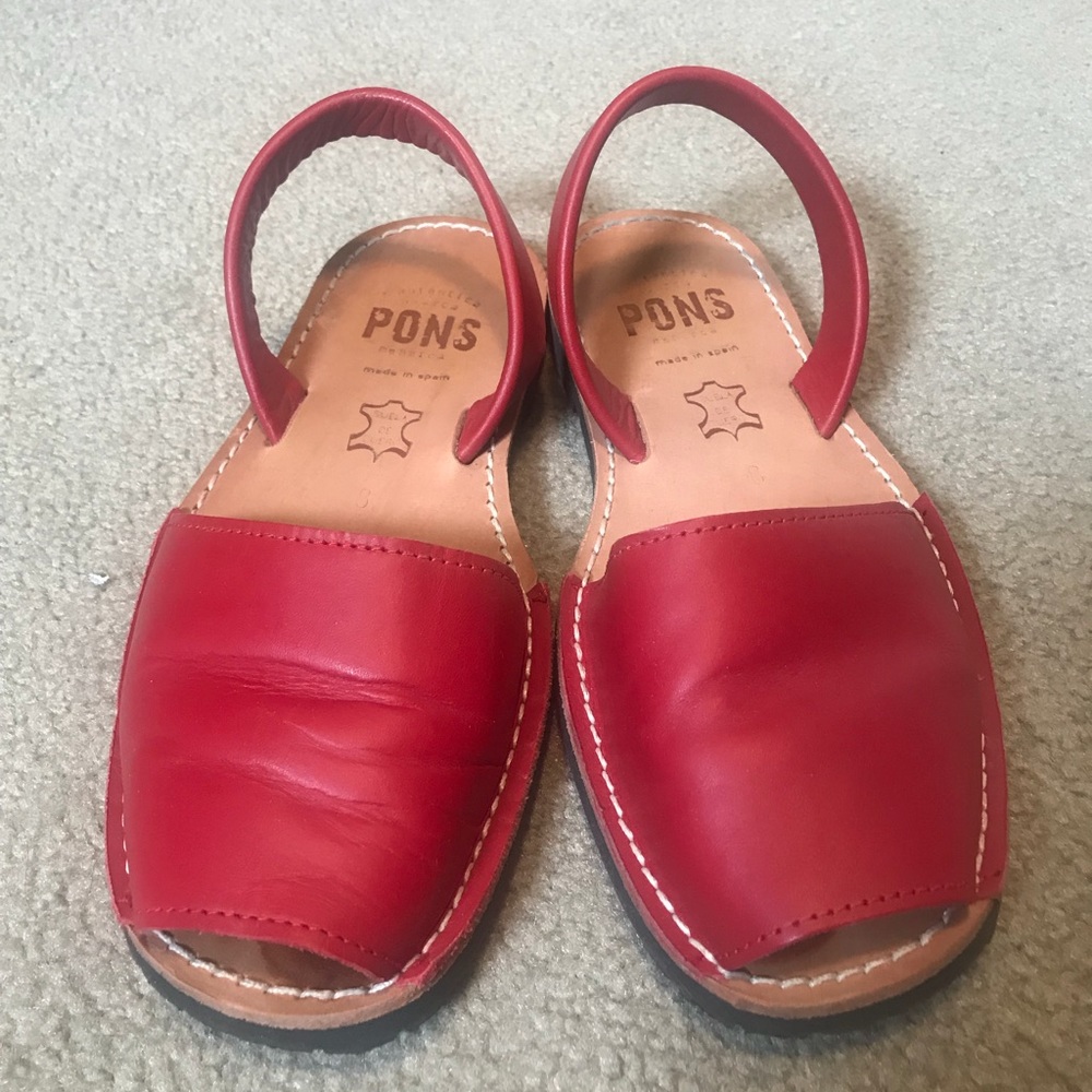 Avarcas PONS red leather sandals